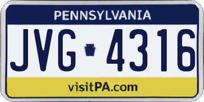 PA license plate JVG4316