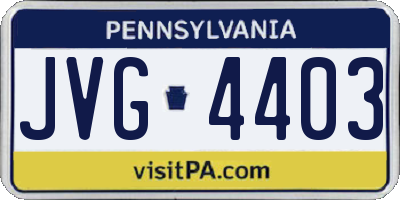 PA license plate JVG4403