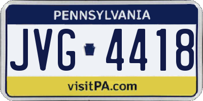 PA license plate JVG4418