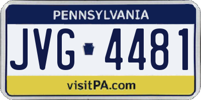PA license plate JVG4481