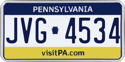 PA license plate JVG4534