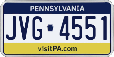 PA license plate JVG4551