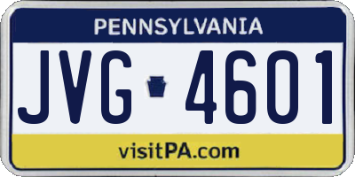 PA license plate JVG4601