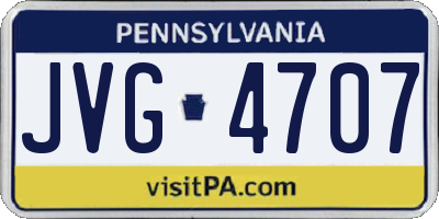 PA license plate JVG4707