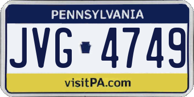 PA license plate JVG4749