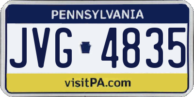 PA license plate JVG4835
