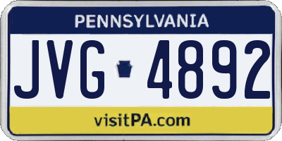 PA license plate JVG4892