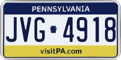 PA license plate JVG4918