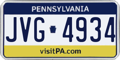 PA license plate JVG4934