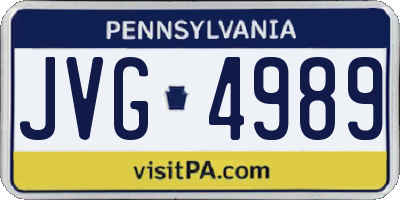 PA license plate JVG4989