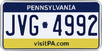 PA license plate JVG4992