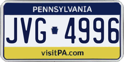 PA license plate JVG4996
