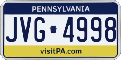 PA license plate JVG4998