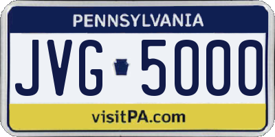 PA license plate JVG5000