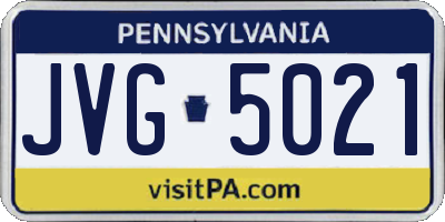 PA license plate JVG5021