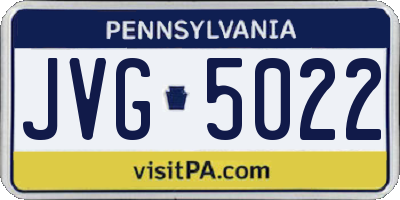 PA license plate JVG5022