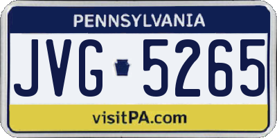 PA license plate JVG5265