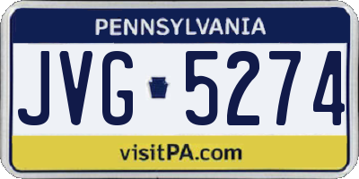 PA license plate JVG5274