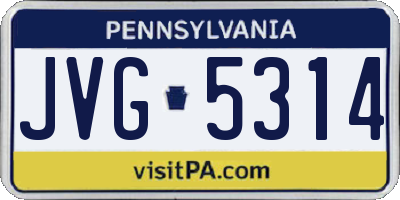 PA license plate JVG5314