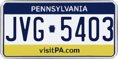 PA license plate JVG5403