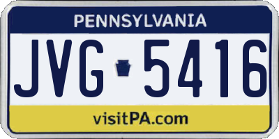 PA license plate JVG5416