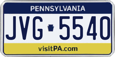 PA license plate JVG5540
