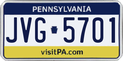 PA license plate JVG5701