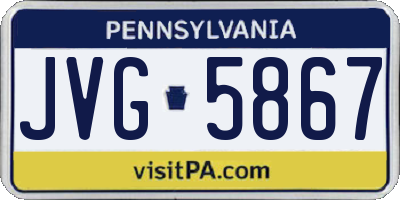 PA license plate JVG5867