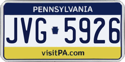PA license plate JVG5926