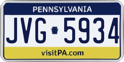 PA license plate JVG5934