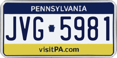 PA license plate JVG5981