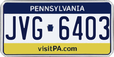PA license plate JVG6403