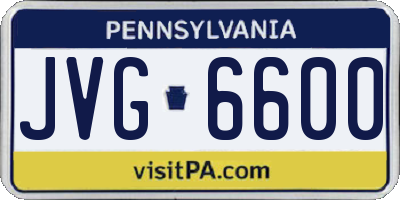 PA license plate JVG6600