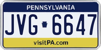 PA license plate JVG6647