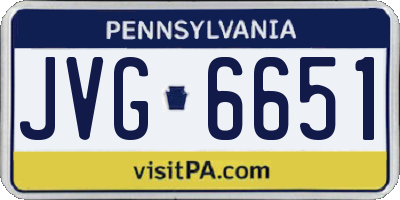 PA license plate JVG6651