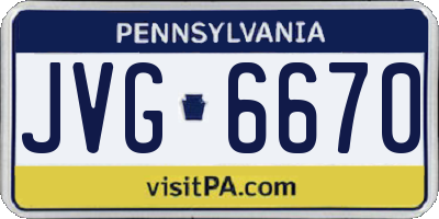 PA license plate JVG6670