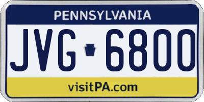 PA license plate JVG6800