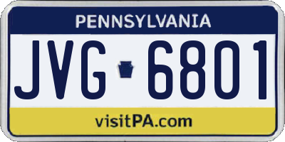 PA license plate JVG6801
