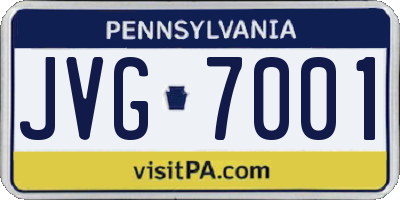 PA license plate JVG7001