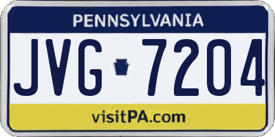 PA license plate JVG7204