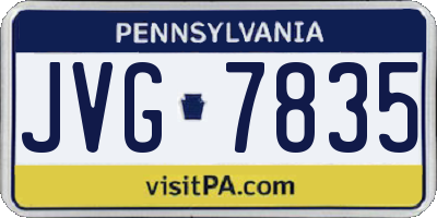 PA license plate JVG7835
