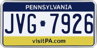 PA license plate JVG7926