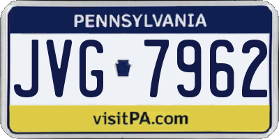 PA license plate JVG7962