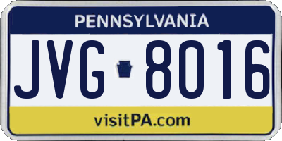 PA license plate JVG8016