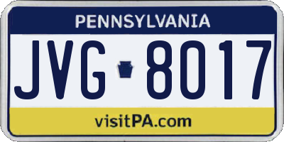 PA license plate JVG8017