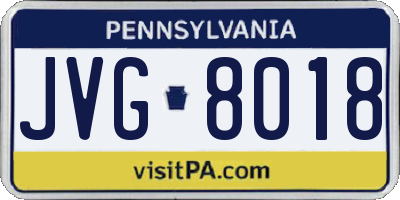 PA license plate JVG8018