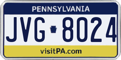 PA license plate JVG8024