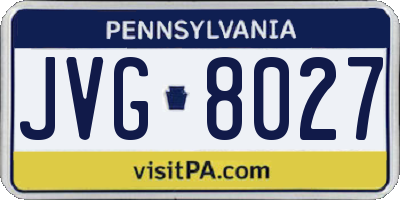 PA license plate JVG8027
