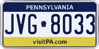 PA license plate JVG8033