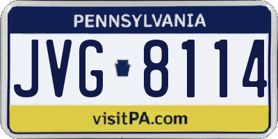 PA license plate JVG8114